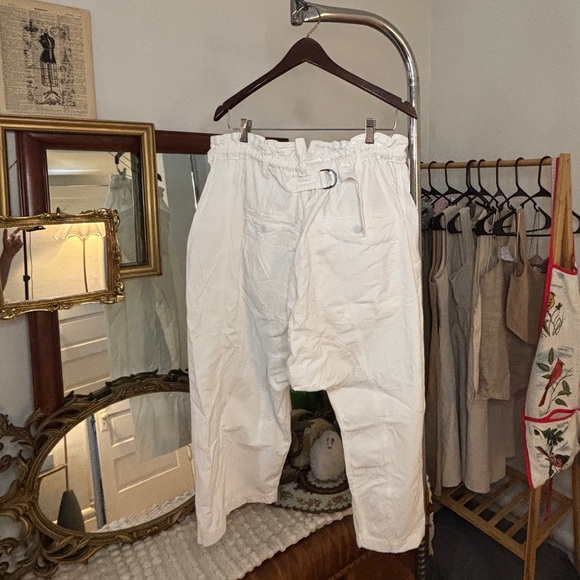 NWOT Free People White Cotton Drawstring Harem Pants - Picture 2 of 6
